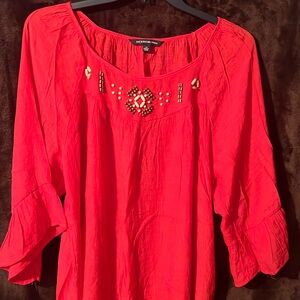Zac & Rachel boho red flowy blouse